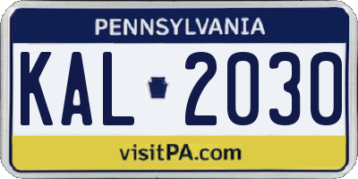 PA license plate KAL2030