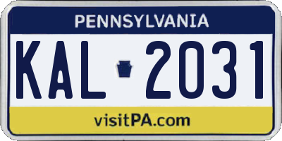 PA license plate KAL2031