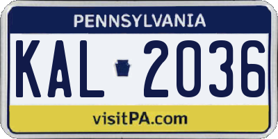 PA license plate KAL2036