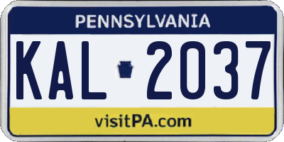 PA license plate KAL2037