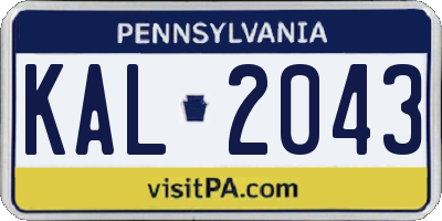 PA license plate KAL2043