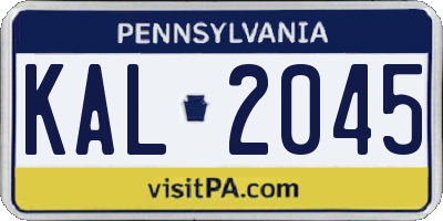 PA license plate KAL2045