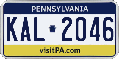 PA license plate KAL2046