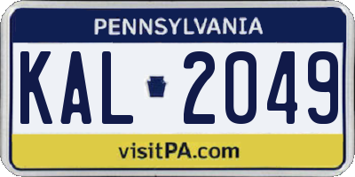PA license plate KAL2049