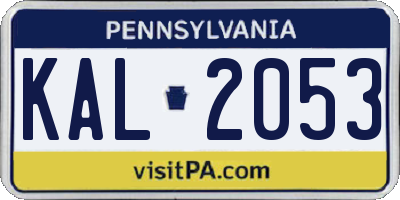PA license plate KAL2053