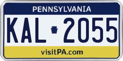 PA license plate KAL2055