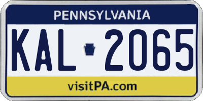 PA license plate KAL2065