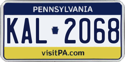 PA license plate KAL2068