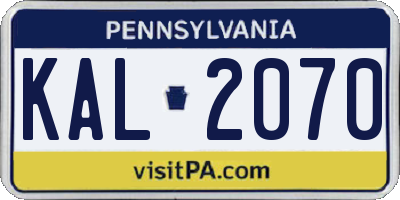PA license plate KAL2070