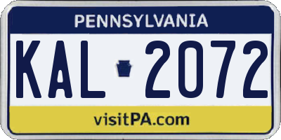 PA license plate KAL2072