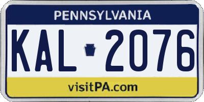 PA license plate KAL2076