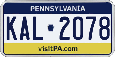 PA license plate KAL2078