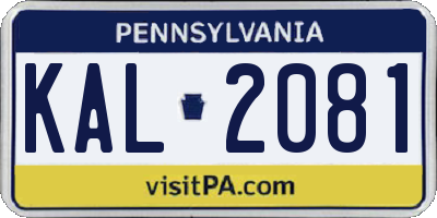 PA license plate KAL2081