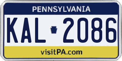 PA license plate KAL2086
