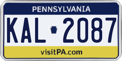 PA license plate KAL2087