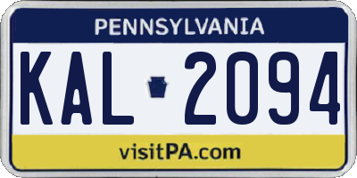 PA license plate KAL2094
