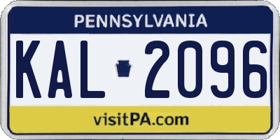 PA license plate KAL2096