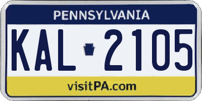 PA license plate KAL2105