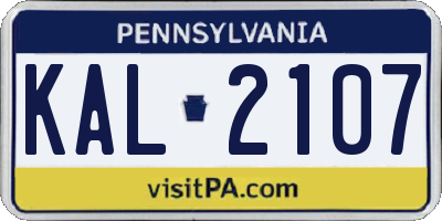 PA license plate KAL2107