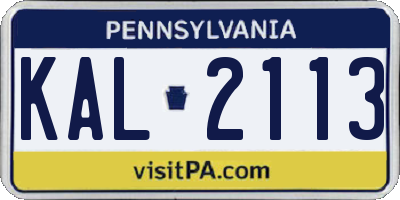 PA license plate KAL2113