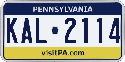 PA license plate KAL2114