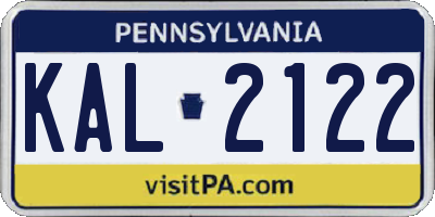PA license plate KAL2122