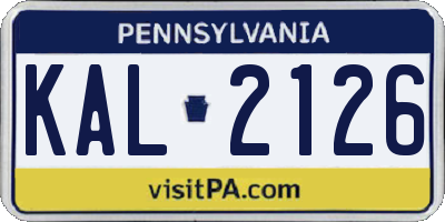 PA license plate KAL2126