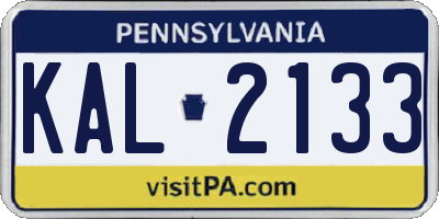 PA license plate KAL2133