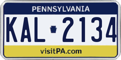 PA license plate KAL2134