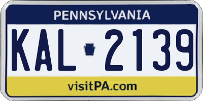 PA license plate KAL2139