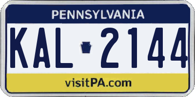 PA license plate KAL2144