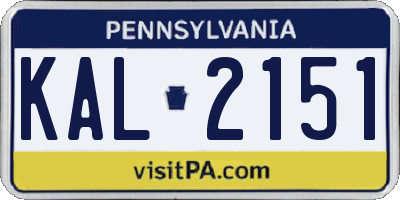 PA license plate KAL2151