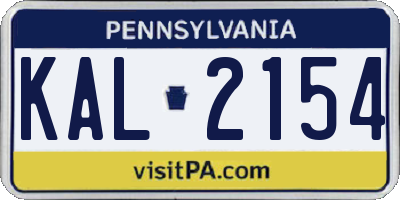 PA license plate KAL2154