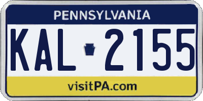 PA license plate KAL2155