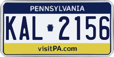 PA license plate KAL2156