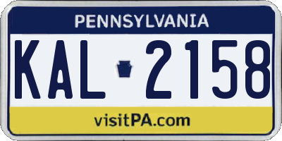 PA license plate KAL2158