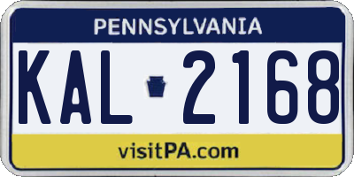 PA license plate KAL2168