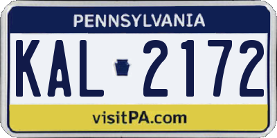 PA license plate KAL2172