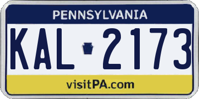 PA license plate KAL2173