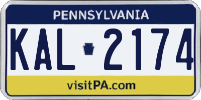 PA license plate KAL2174