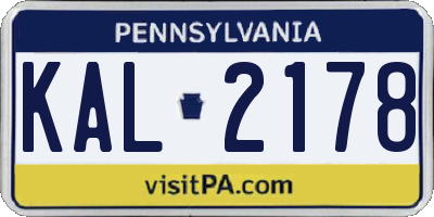 PA license plate KAL2178