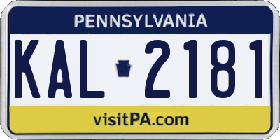 PA license plate KAL2181