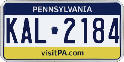 PA license plate KAL2184