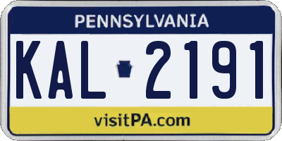 PA license plate KAL2191