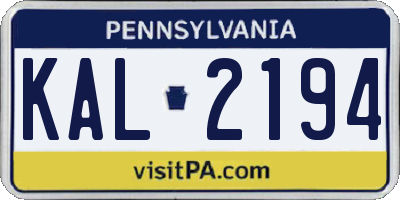 PA license plate KAL2194