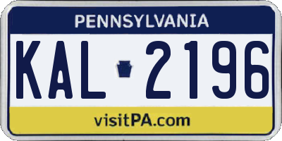 PA license plate KAL2196