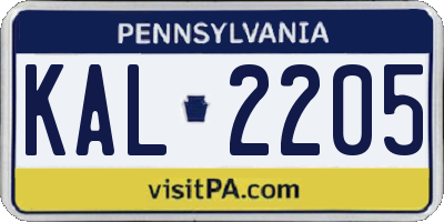PA license plate KAL2205