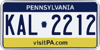 PA license plate KAL2212
