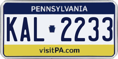 PA license plate KAL2233