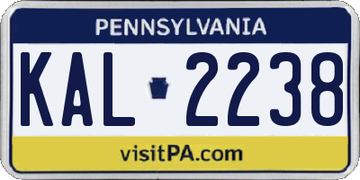 PA license plate KAL2238